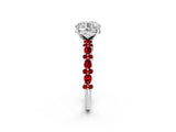 White gold Round Cut Diamond Side Stone Solitaire Ring with Round with Ruby side stone and Four-Prong Setting_122