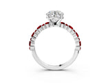 White gold Round Cut Diamond Side Stone Solitaire Ring with Round with Ruby side stone and Four-Prong Setting_123