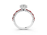 White gold Round Cut Diamond Side Stone Solitaire Ring with Round with Ruby side stone and Four-Prong Setting_3