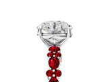 White gold Round Cut Diamond Side Stone Solitaire Ring with Round with Ruby side stone and Four-Prong Setting_5