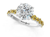 White gold Round Cut Diamond Side Stone Solitaire Ring with Round with Yellow Sapphire side stone and Four-Prong Setting_1
