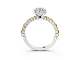 White gold Round Cut Diamond Side Stone Solitaire Ring with Round with Yellow Sapphire side stone and Four-Prong Setting_3