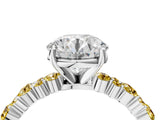 White gold Round Cut Diamond Side Stone Solitaire Ring with Round with Yellow Sapphire side stone and Four-Prong Setting_4