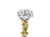 White gold Round Cut Diamond Side Stone Solitaire Ring with Round with Yellow Sapphire side stone and Four-Prong Setting_5