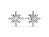 White gold Round Cut Diamond Snowflake Cluster Stud Earrings_50