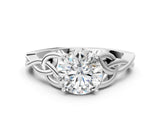 White gold Round Cut Diamond Solitaire Celtic Knot Ring with Four-Prong Setting_110