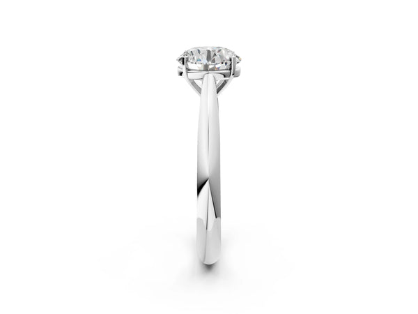 18K White Gold 3.01 Carat F VVS2 Round Diamond Solitaire Engagement Ring with Cathedral Setting and Four-Prong Mount