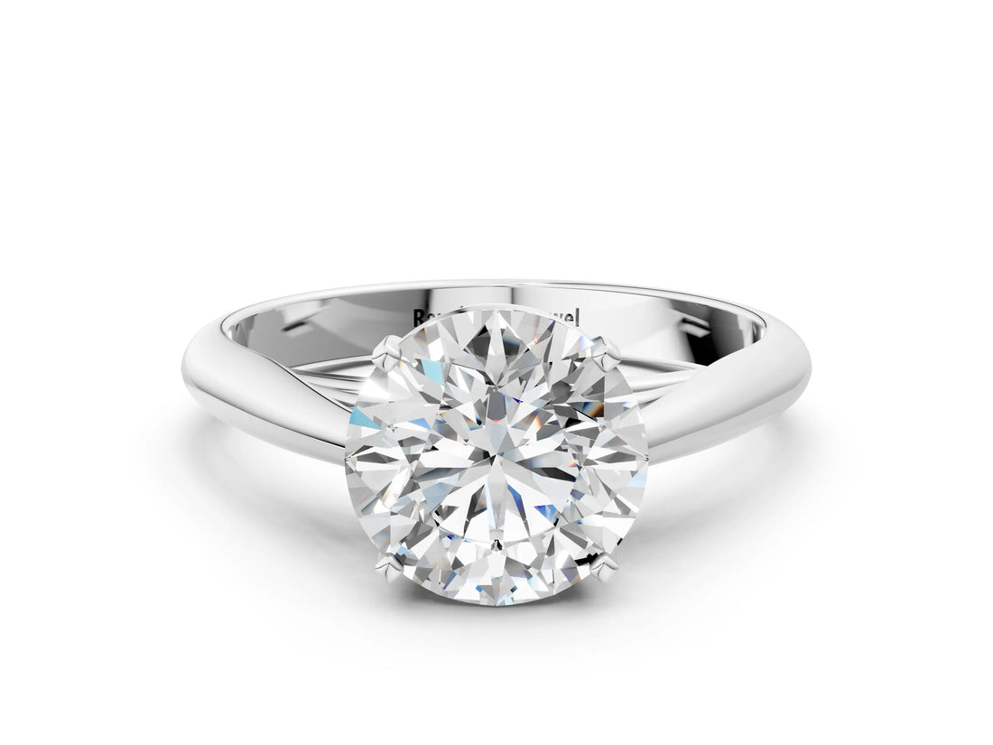 White gold Round Cut Diamond Solitaire Engagement Ring with Cathedral Setting and Four-Prong Mount_50
