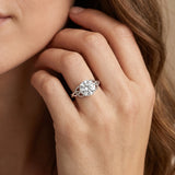 Silver 0.29 Carat E VVS2 Round Diamond Solitaire Engagement Ring with Celtic Knot Band and Four-Prong Setting