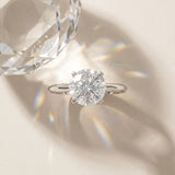 White gold Round Cut Diamond Solitaire Engagement Ring with Classic Band and Four-Prong Setting_176