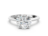18K White Gold 3.00 Carat E VVS2 Round Diamond Solitaire Engagement Ring with Classic Band and Four-Prong Setting