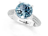 White gold Round Cut Diamond Solitaire Engagement Ring with Pavé Band and Four-Prong Setting_1