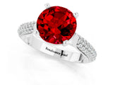 White gold Round Cut Diamond Solitaire Engagement Ring with Pavé Band and Four-Prong Setting_1
