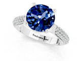 White gold Round Cut Diamond Solitaire Engagement Ring with Pavé Band and Four-Prong Setting_1
