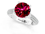 White gold Round Cut Diamond Solitaire Engagement Ring with Pavé Band and Four-Prong Setting_1