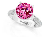 White gold Round Cut Diamond Solitaire Engagement Ring with Pavé Band and Four-Prong Setting_1