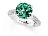 White gold Round Cut Diamond Solitaire Engagement Ring with Pavé Band and Four-Prong Setting_1