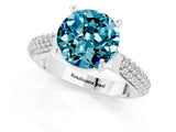 White gold Round Cut Diamond Solitaire Engagement Ring with Pavé Band and Four-Prong Setting_1