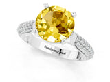 White gold Round Cut Diamond Solitaire Engagement Ring with Pavé Band and Four-Prong Setting_1