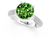 White gold Round Cut Diamond Solitaire Engagement Ring with Pavé Band and Four-Prong Setting_1