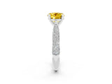 White gold Round Cut Diamond Solitaire Engagement Ring with Pavé Band and Four-Prong Setting_2