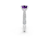 White gold Round Cut Diamond Solitaire Engagement Ring with Pavé Band and Four-Prong Setting_2