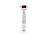 White gold Round Cut Diamond Solitaire Engagement Ring with Pavé Band and Four-Prong Setting_2