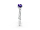 White gold Round Cut Diamond Solitaire Engagement Ring with Pavé Band and Four-Prong Setting_2