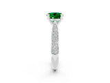 White gold Round Cut Diamond Solitaire Engagement Ring with Pavé Band and Four-Prong Setting_2
