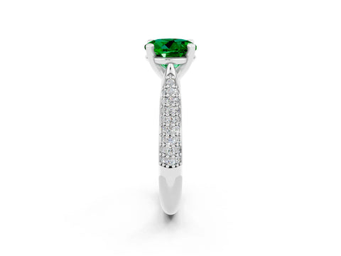 White gold Round Cut Diamond Solitaire Engagement Ring with Pavé Band and Four-Prong Setting_2