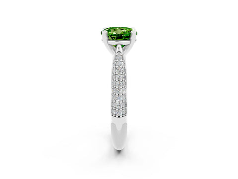 White gold Round Cut Diamond Solitaire Engagement Ring with Pavé Band and Four-Prong Setting_2
