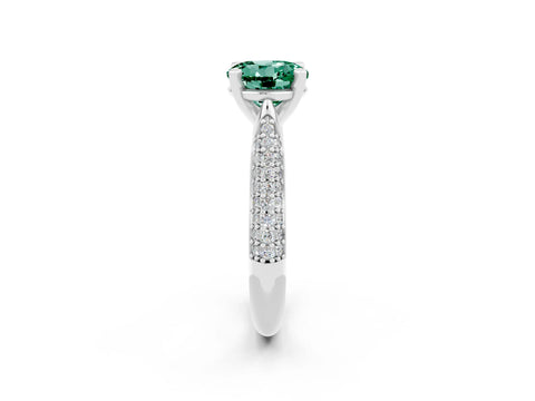 White gold Round Cut Diamond Solitaire Engagement Ring with Pavé Band and Four-Prong Setting_2