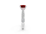 White gold Round Cut Diamond Solitaire Engagement Ring with Pavé Band and Four-Prong Setting_2