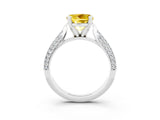 White gold Round Cut Diamond Solitaire Engagement Ring with Pavé Band and Four-Prong Setting_3