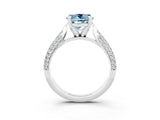 White gold Round Cut Diamond Solitaire Engagement Ring with Pavé Band and Four-Prong Setting_3