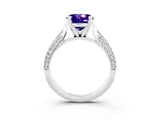 White gold Round Cut Diamond Solitaire Engagement Ring with Pavé Band and Four-Prong Setting_3