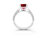 White gold Round Cut Diamond Solitaire Engagement Ring with Pavé Band and Four-Prong Setting_3
