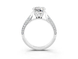 White gold Round Cut Diamond Solitaire Engagement Ring with Pavé Band and Four-Prong Setting_3
