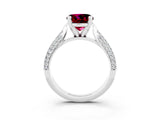 White gold Round Cut Diamond Solitaire Engagement Ring with Pavé Band and Four-Prong Setting_3