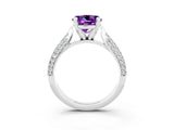 White gold Round Cut Diamond Solitaire Engagement Ring with Pavé Band and Four-Prong Setting_3