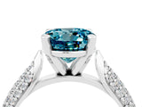 White gold Round Cut Diamond Solitaire Engagement Ring with Pavé Band and Four-Prong Setting_4