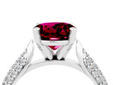 White gold Round Cut Diamond Solitaire Engagement Ring with Pavé Band and Four-Prong Setting_4