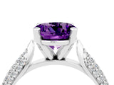 White gold Round Cut Diamond Solitaire Engagement Ring with Pavé Band and Four-Prong Setting_4