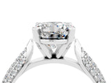 White gold Round Cut Diamond Solitaire Engagement Ring with Pavé Band and Four-Prong Setting_4
