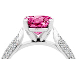 White gold Round Cut Diamond Solitaire Engagement Ring with Pavé Band and Four-Prong Setting_4