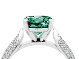 White gold Round Cut Diamond Solitaire Engagement Ring with Pavé Band and Four-Prong Setting_4
