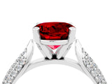 White gold Round Cut Diamond Solitaire Engagement Ring with Pavé Band and Four-Prong Setting_4