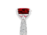White gold Round Cut Diamond Solitaire Engagement Ring with Pavé Band and Four-Prong Setting_5
