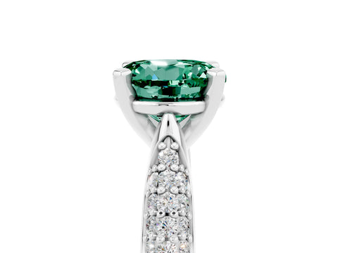 White gold Round Cut Diamond Solitaire Engagement Ring with Pavé Band and Four-Prong Setting_5