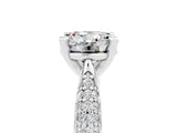 White gold Round Cut Diamond Solitaire Engagement Ring with Pavé Band and Four-Prong Setting_5